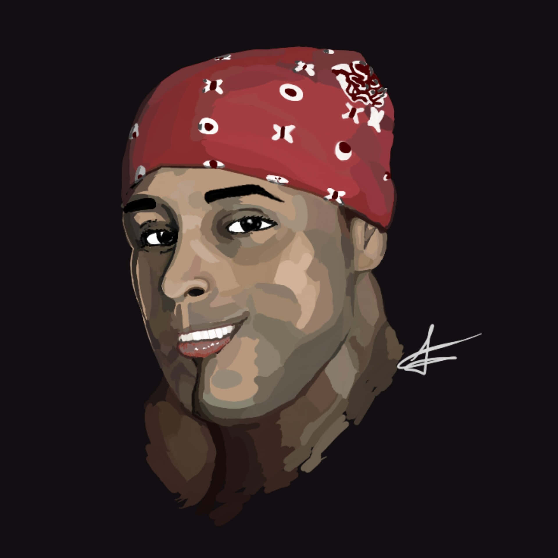 Painterly Ricardo Milos With Red Bandana