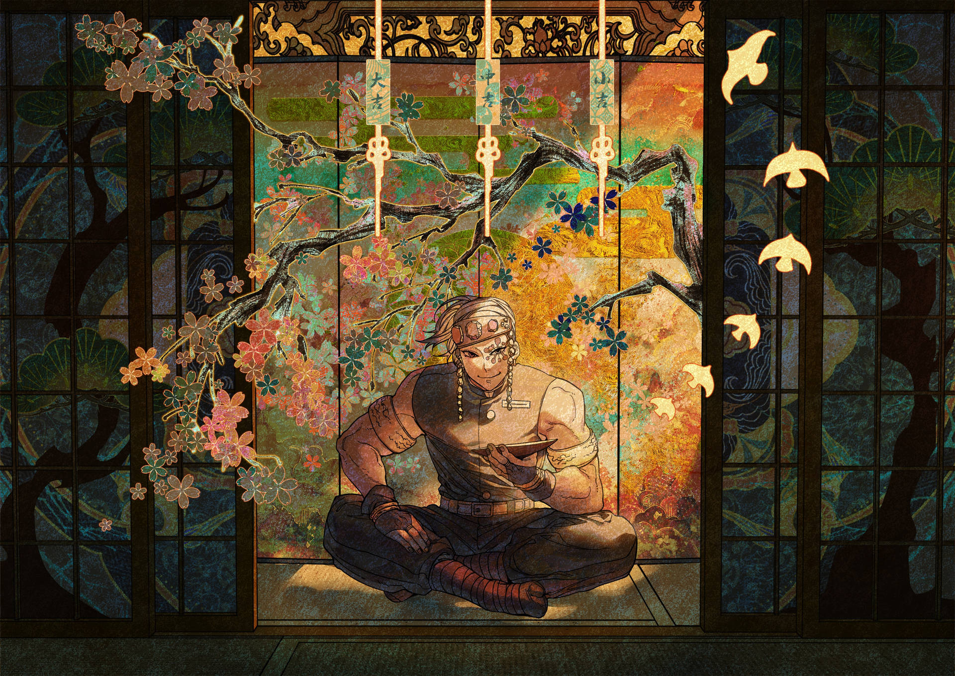 Painting Of Demon Slayer Tengen Uzui Background