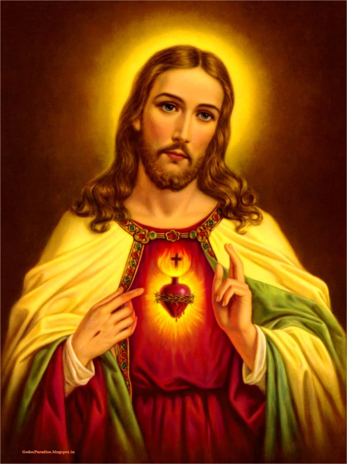 Painting Of Sacred Heart Of Jesus Background