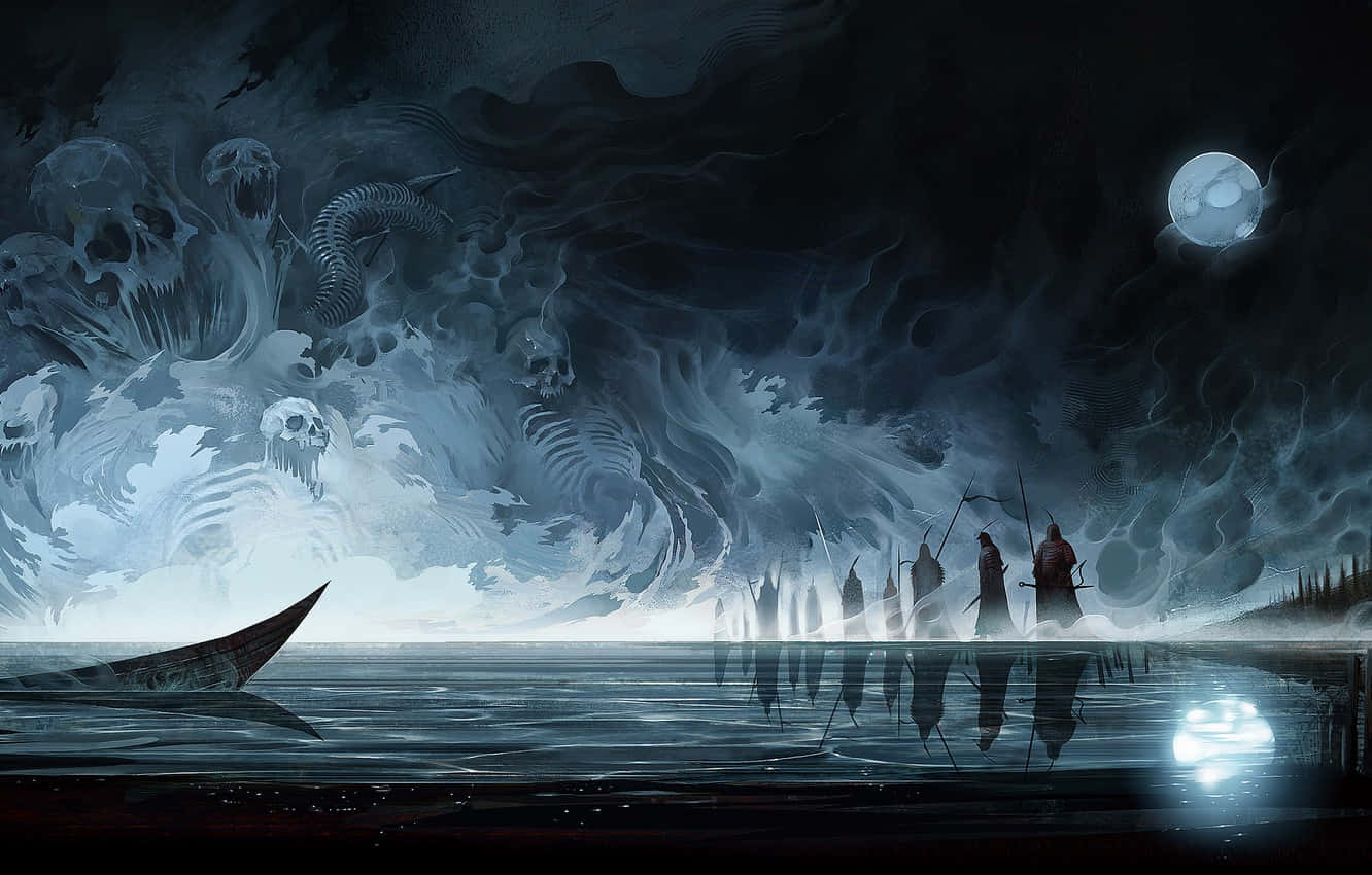 Painting With A Somber Night Background