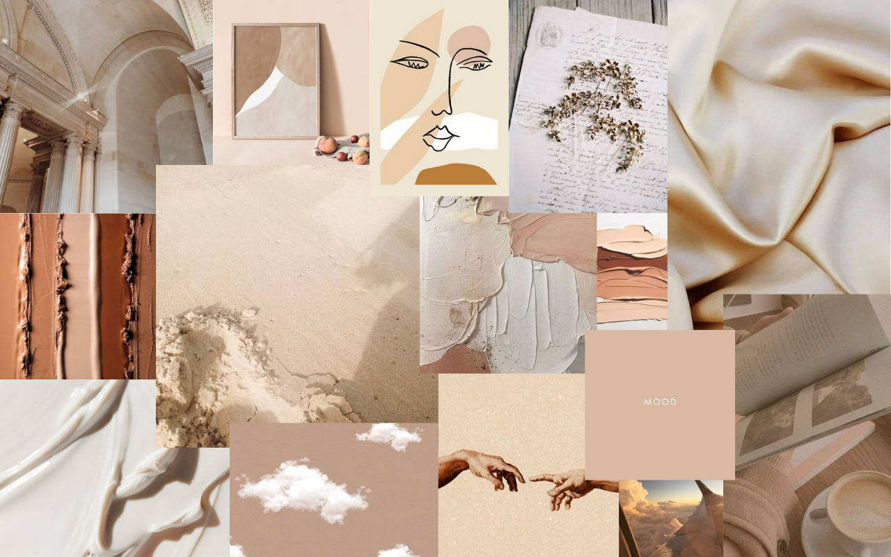 Paintings And Sand Beige Aesthetic Desktop