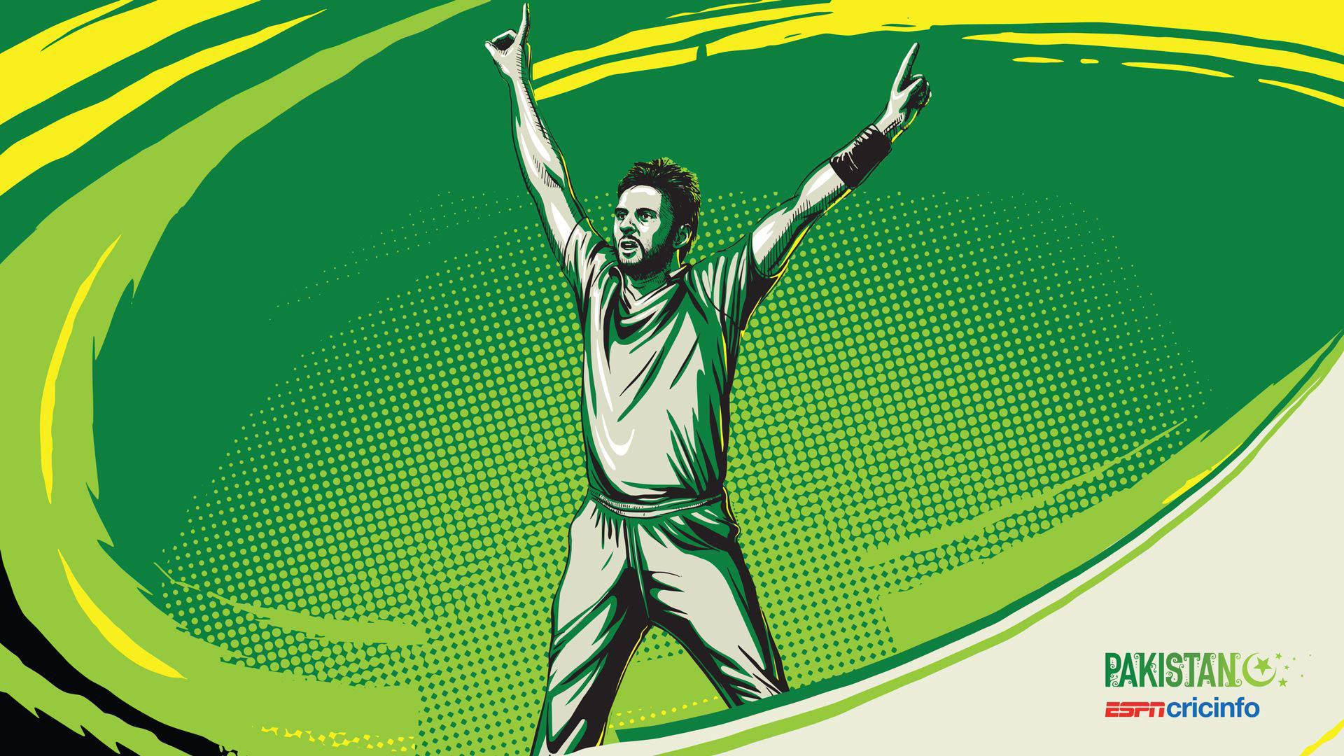 Pakistan Cricket Afridi Halftone Design Background