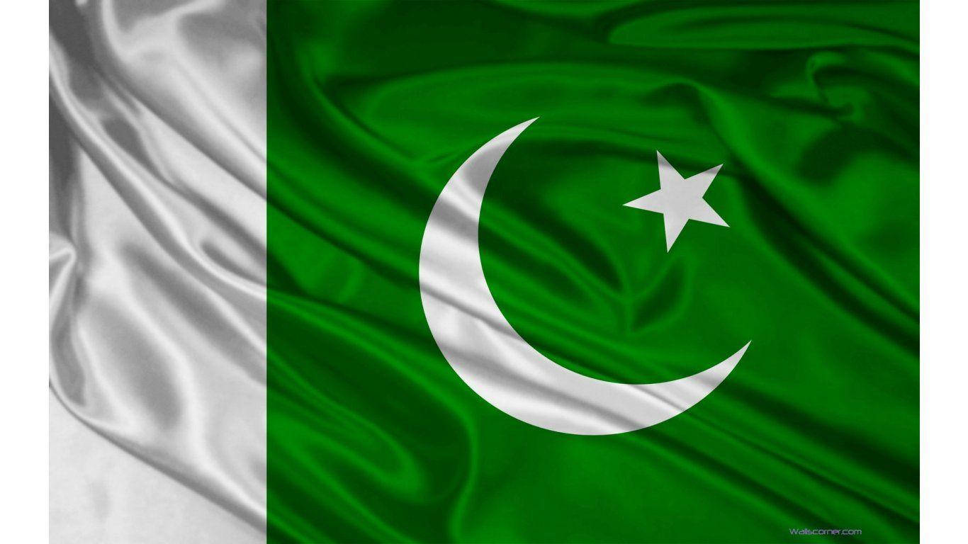 Pakistan Flag With Satin Fabric Background