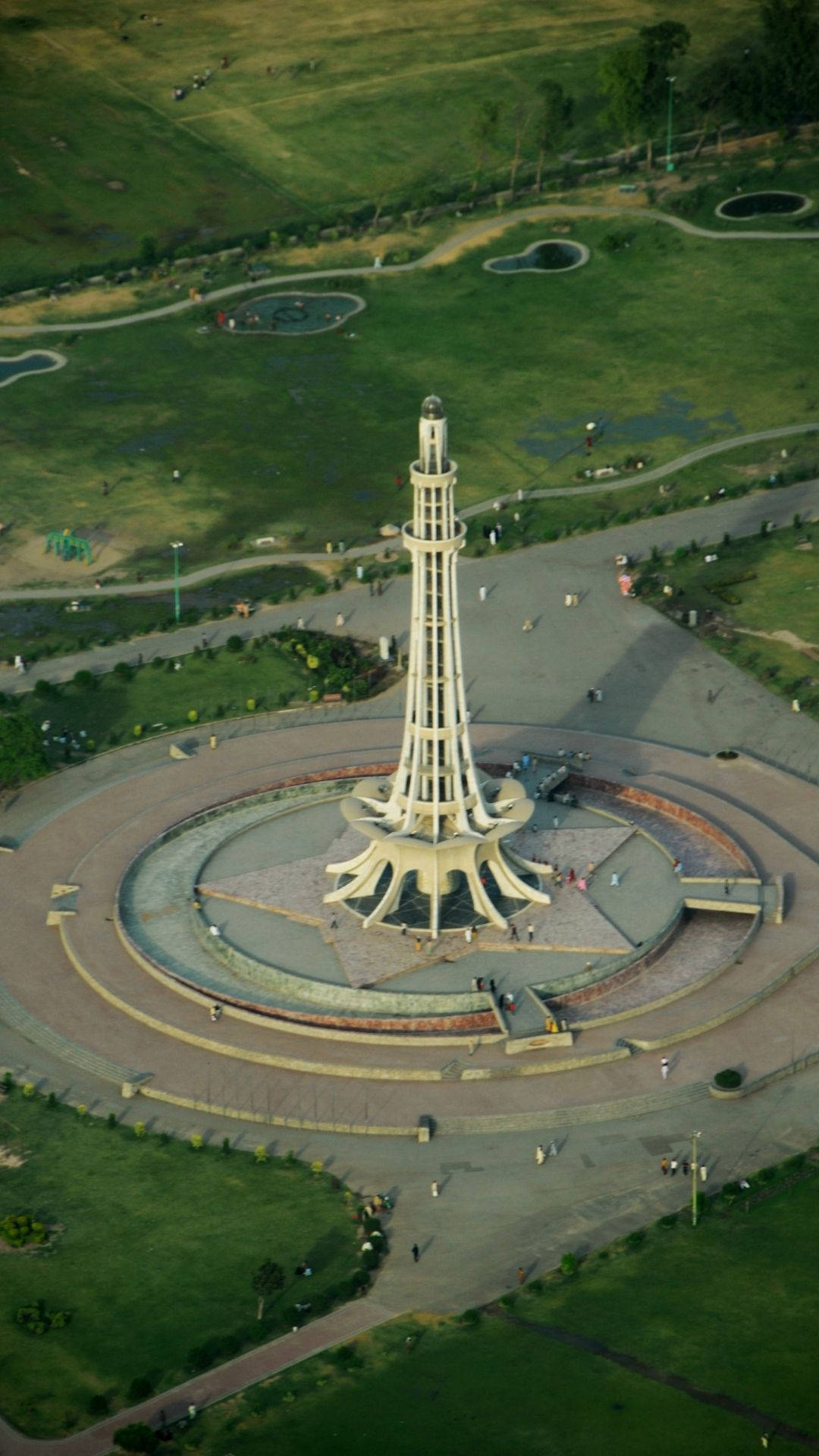 Pakistan Minar-e Aerial Shot Background