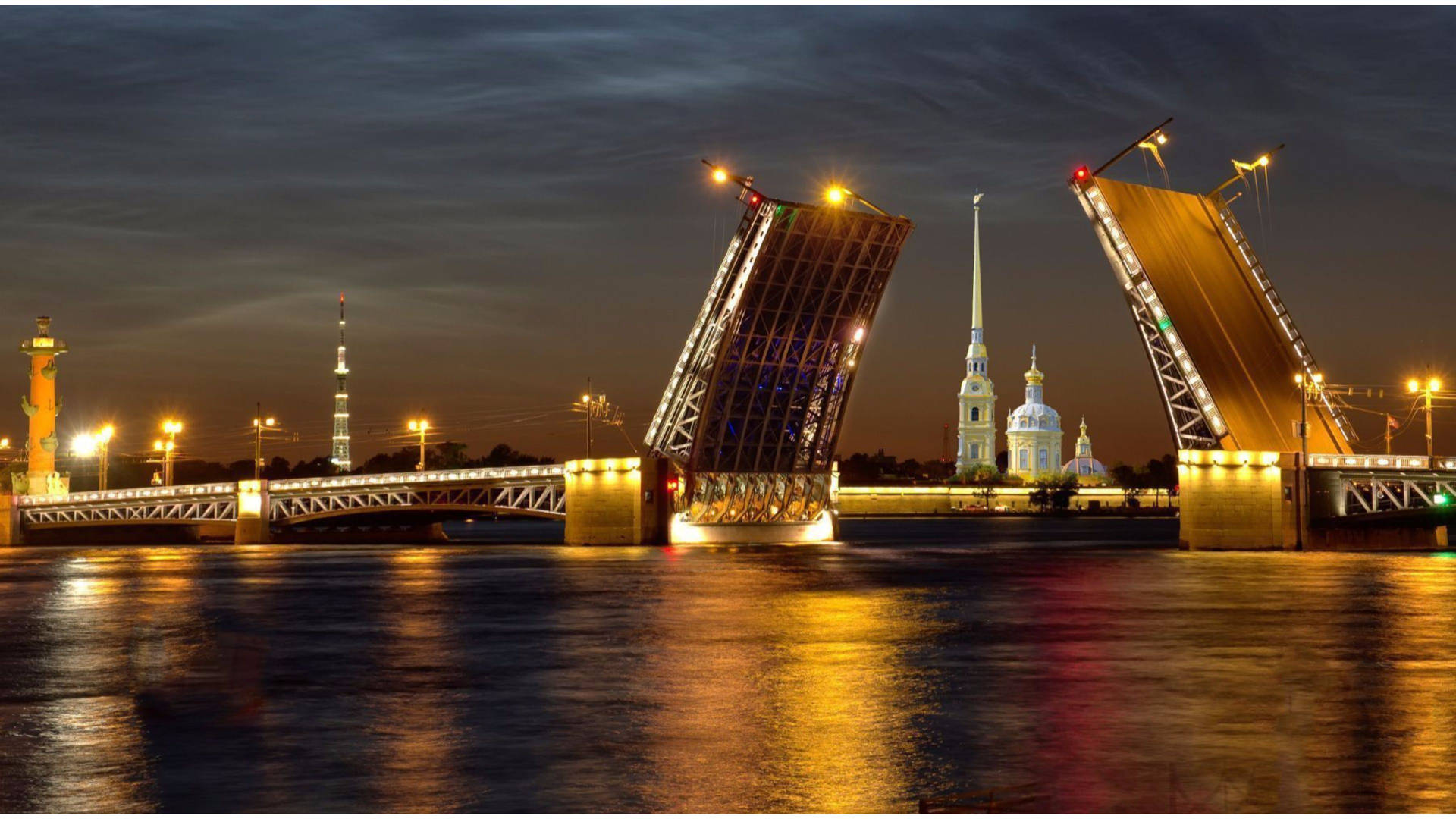 Palace Bascule Bridge At St. Petersburg Background