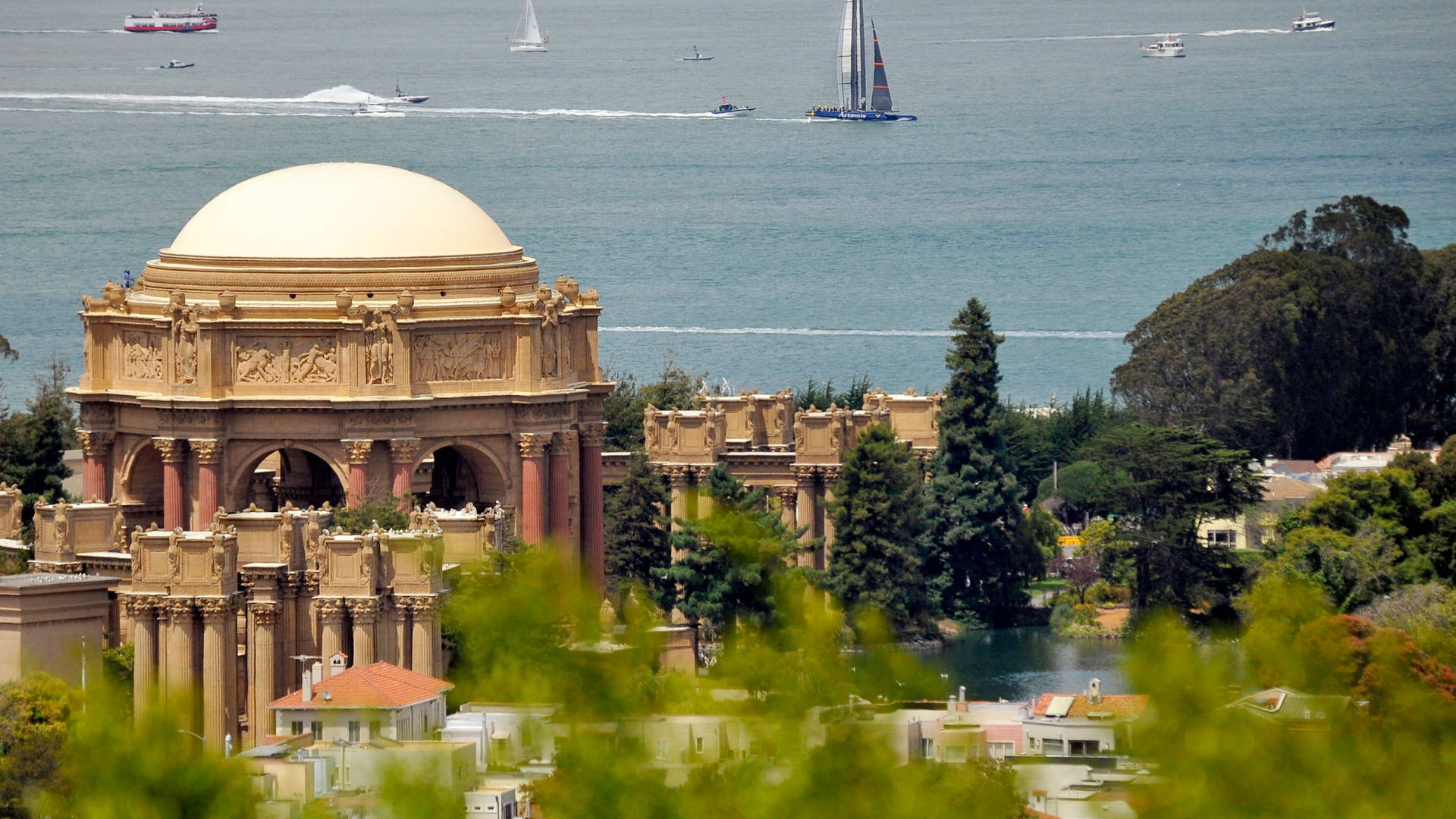 Palace Of Fine Arts Aerial View Background