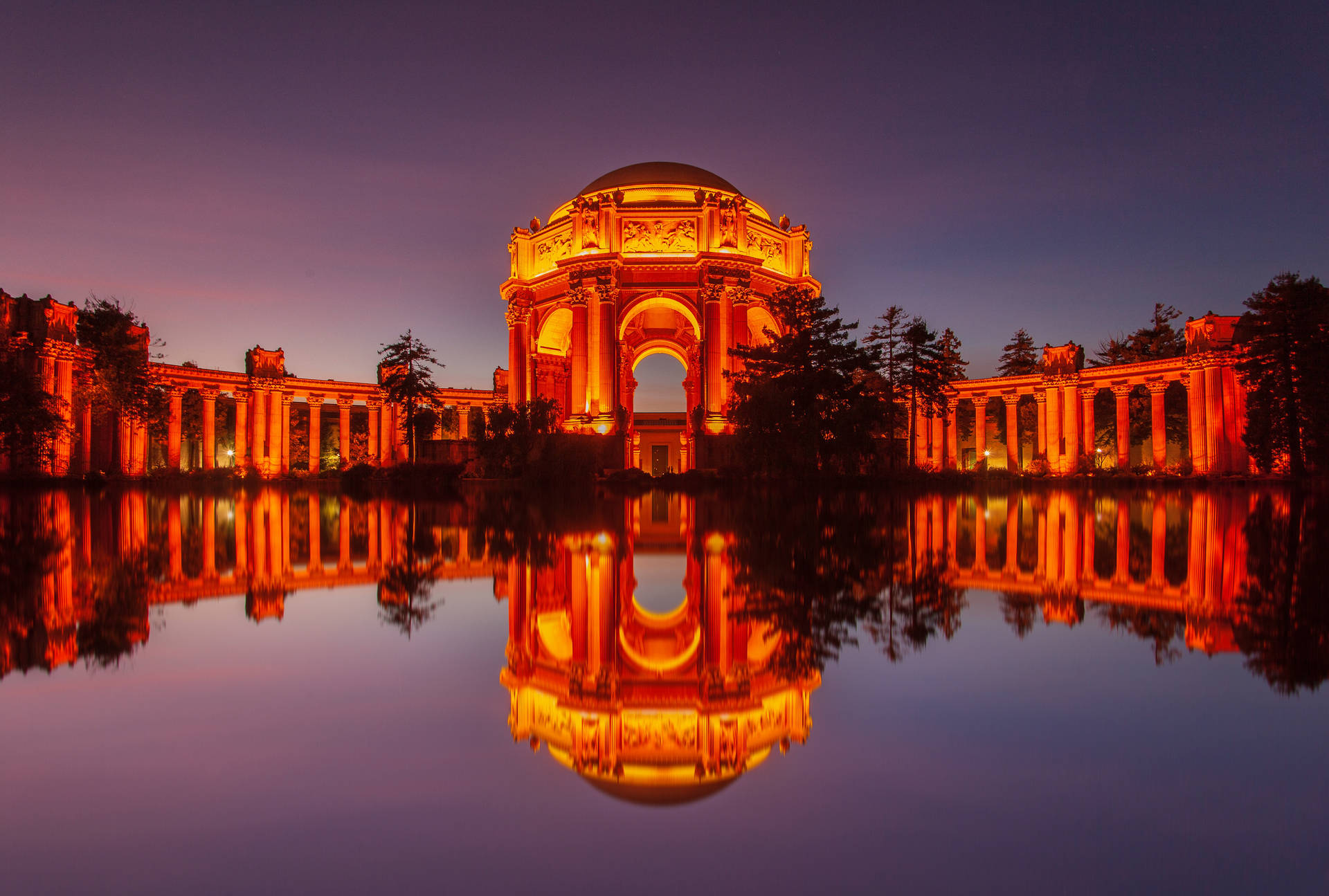 Palace Of Fine Arts Bright Lights Background