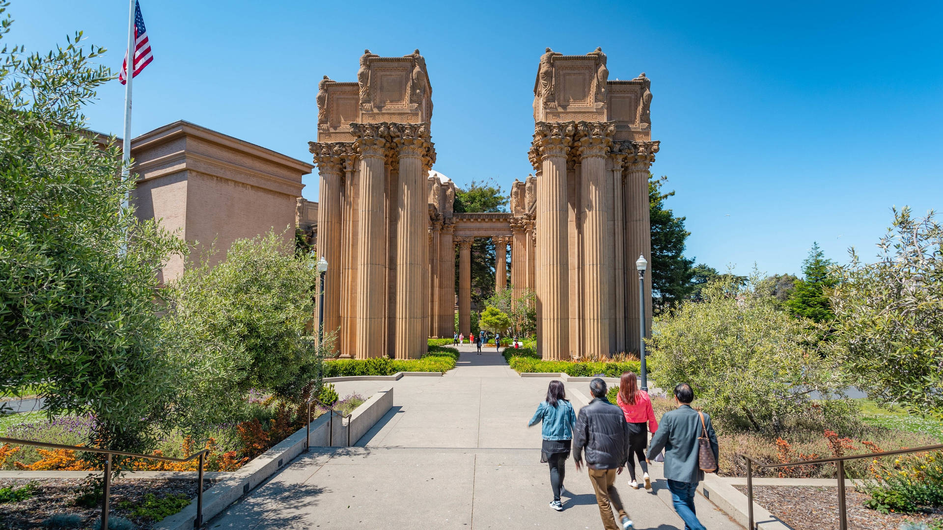 Palace Of Fine Arts People Walking Background