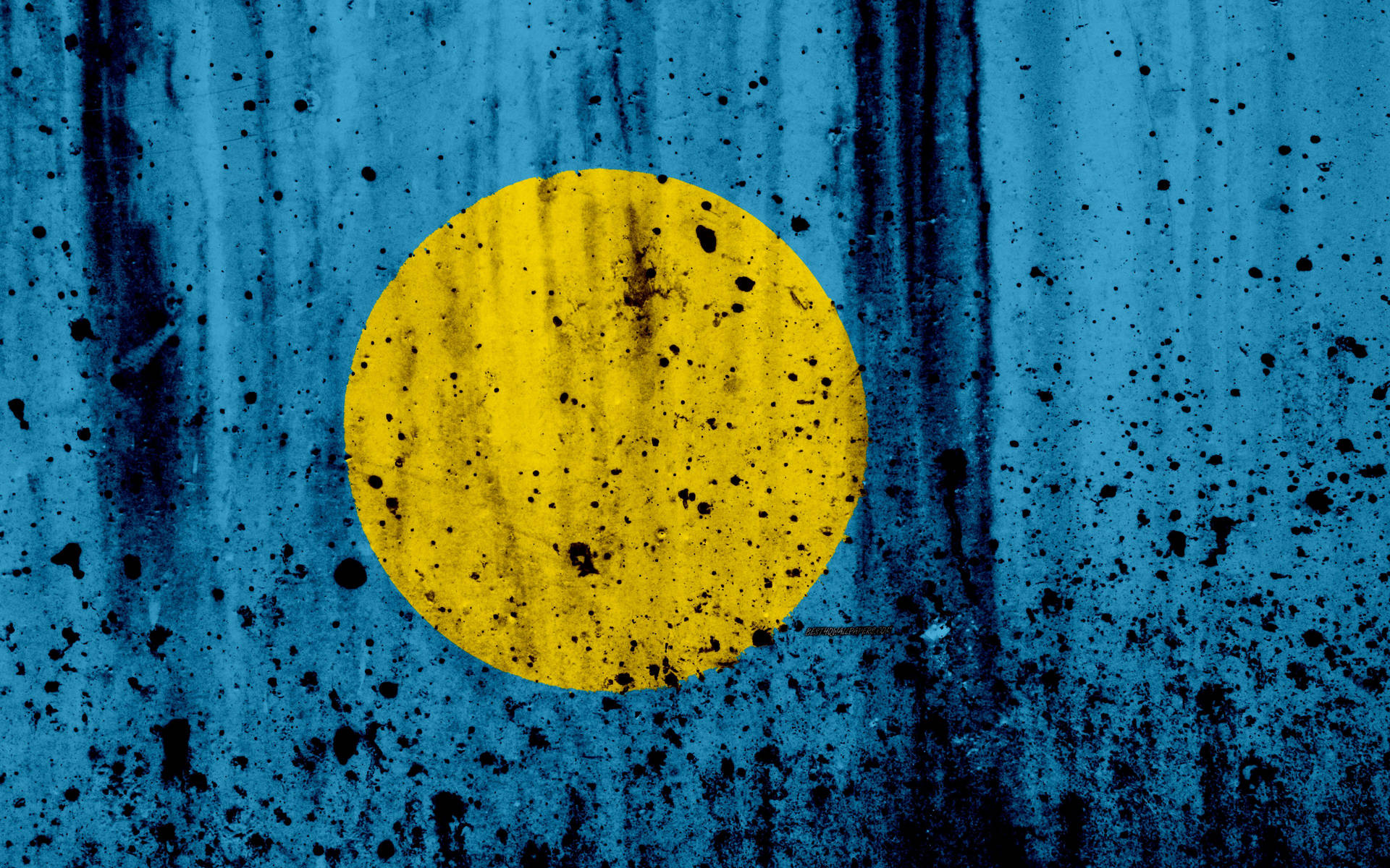 Palau Flag With Black Paint Background