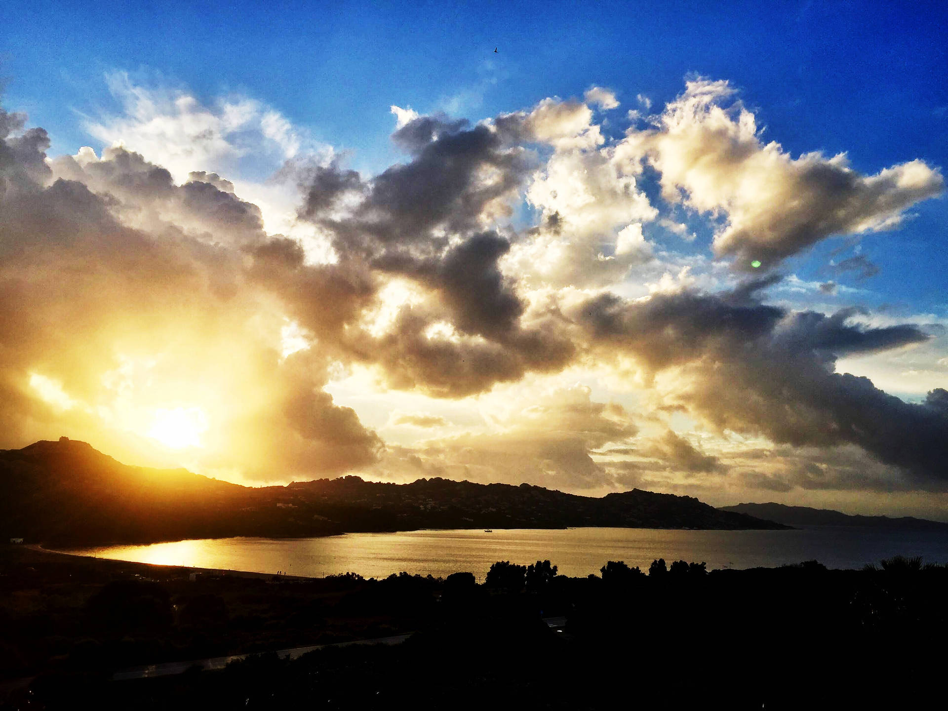 Palau Mountain Sunset Background
