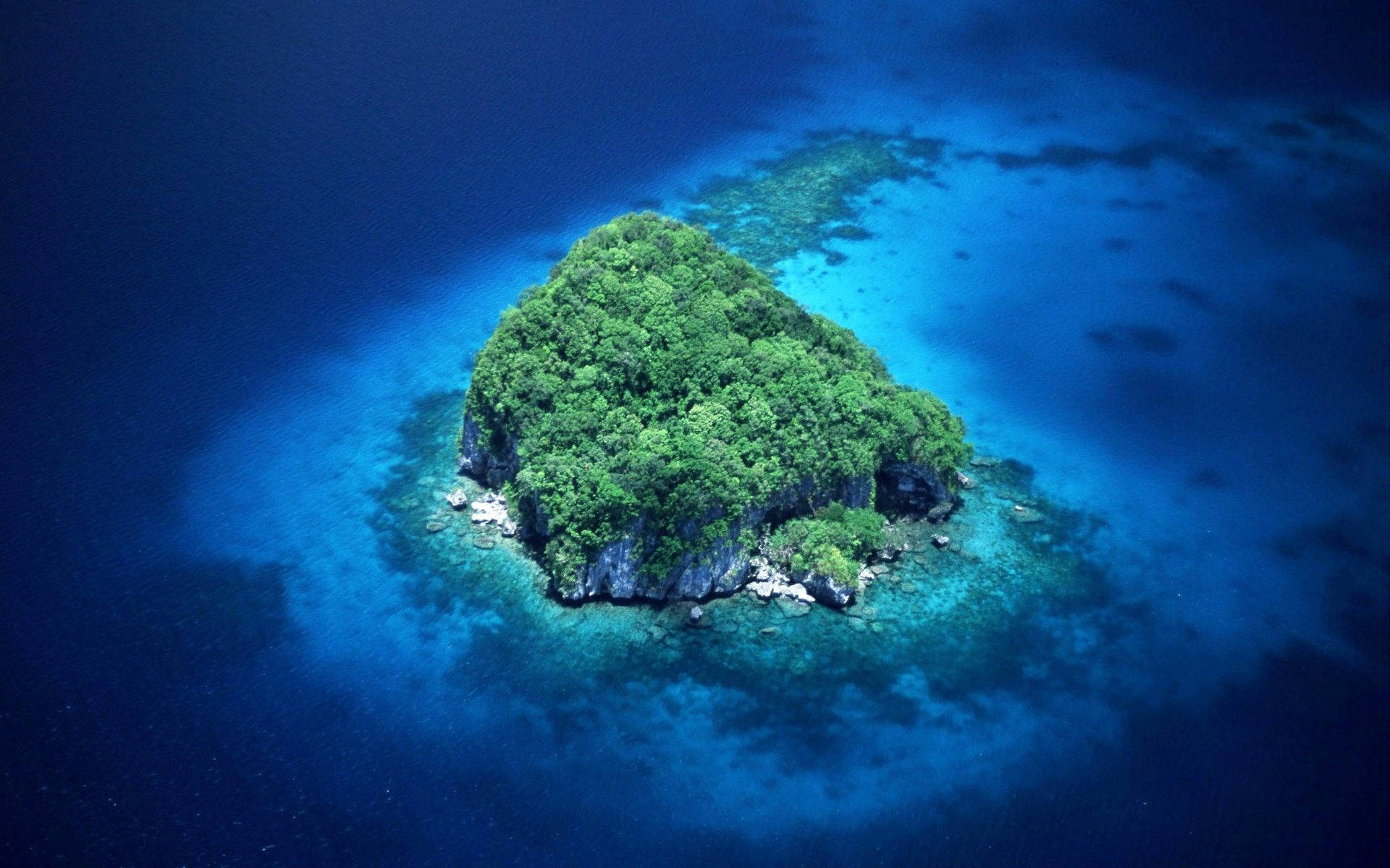 Palau Rock On A Lagoon Background