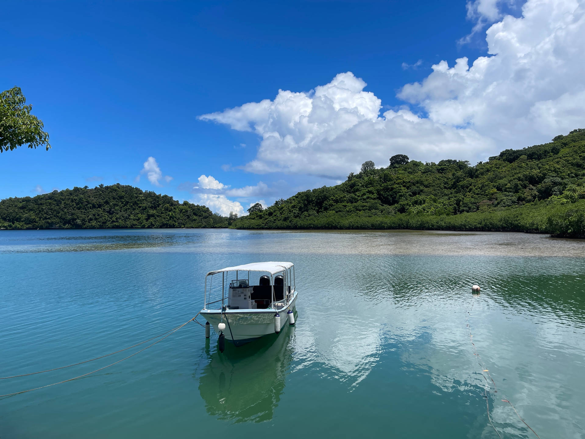 Palau White Boat Background