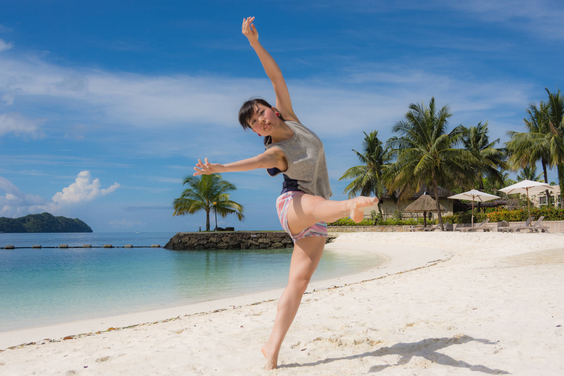 Palau Woman Ballet On Sands Background