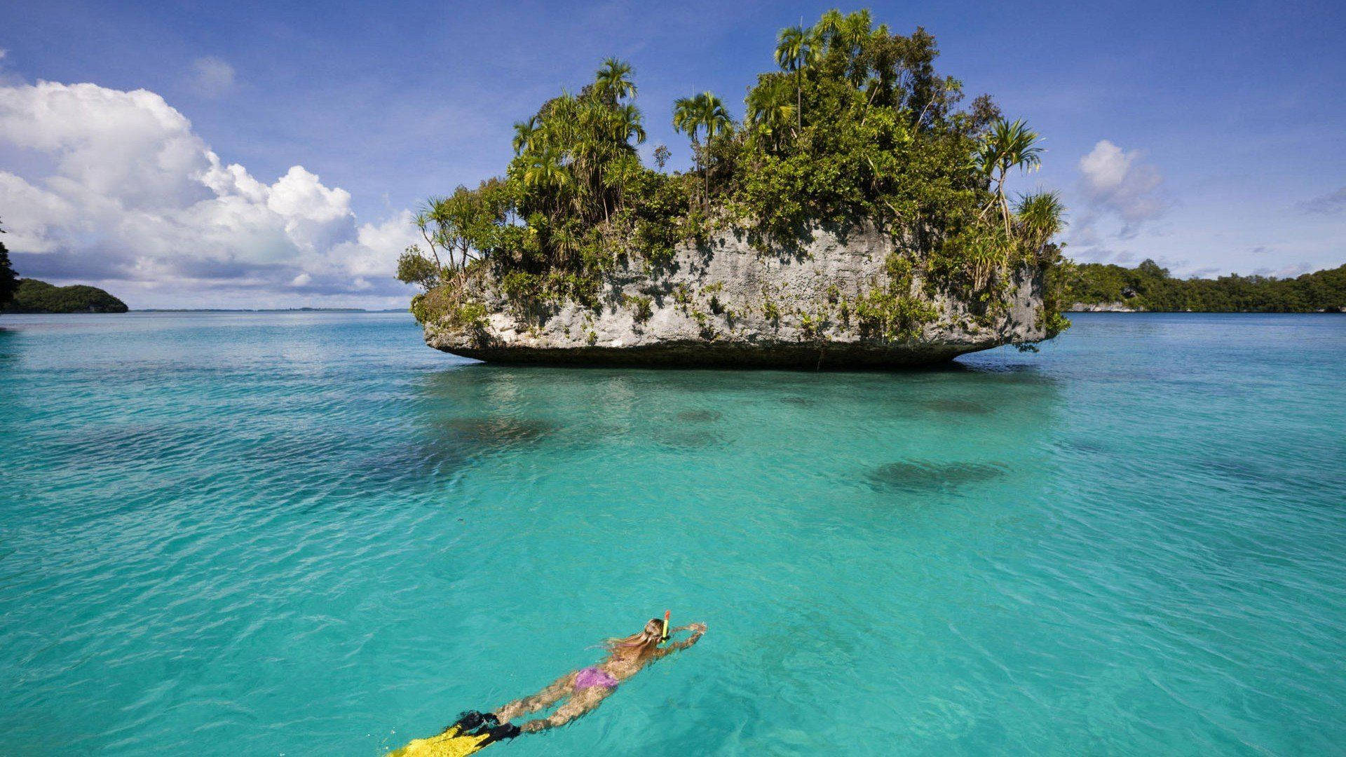 Palau Woman Snorkeling Background