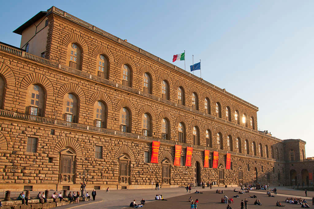 Palazzo Pitti Wall Red Flag Background