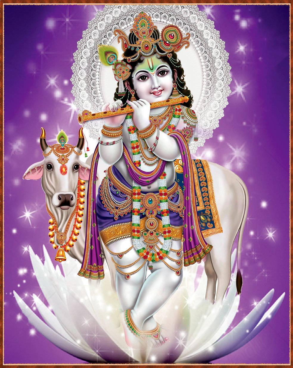 Pale Flute Lord Krishna 3d Background