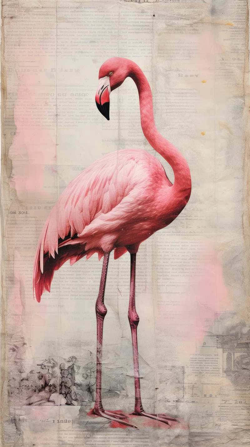 Pale Pink Flamingo Artwork Background