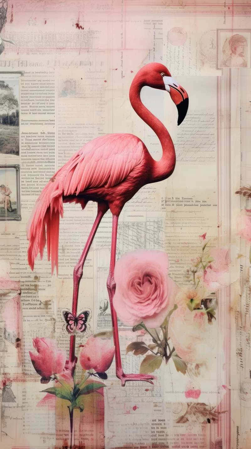 Pale Pink Flamingo Artwork Background