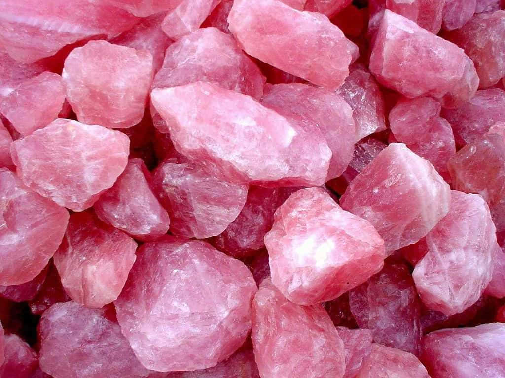 Pale Pink Rose Quartz Crystals Background