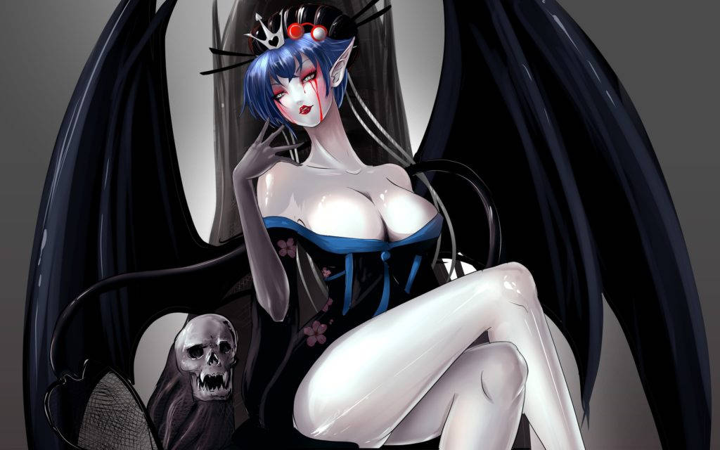 Pale Succubus With Skull