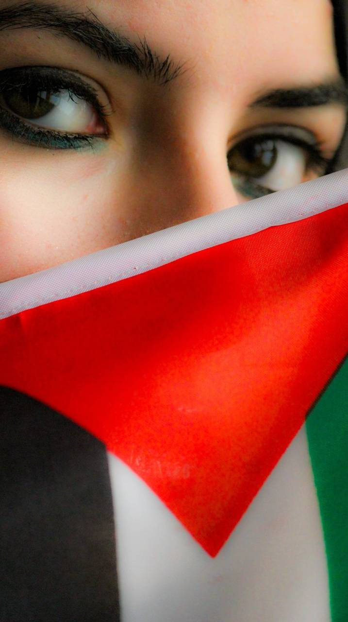 Palestine Flag And Human Eyes Background