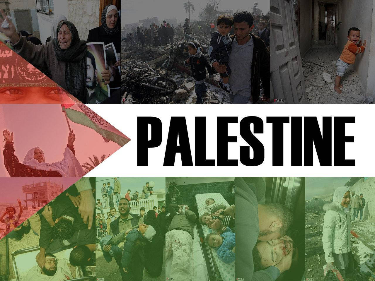 Palestine Flag Collage Background
