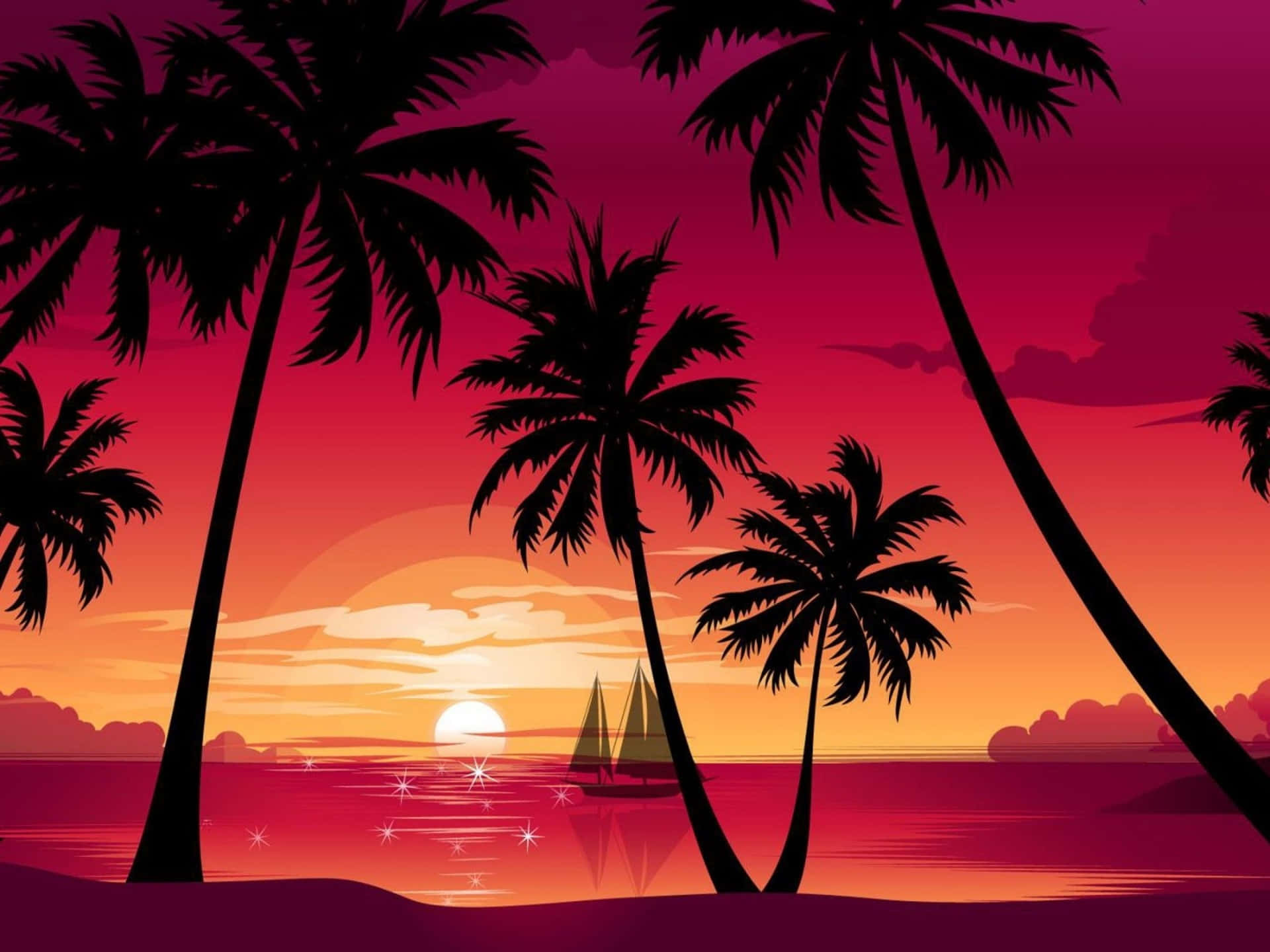 Palm Beach Sailboat Sunset Vista Background