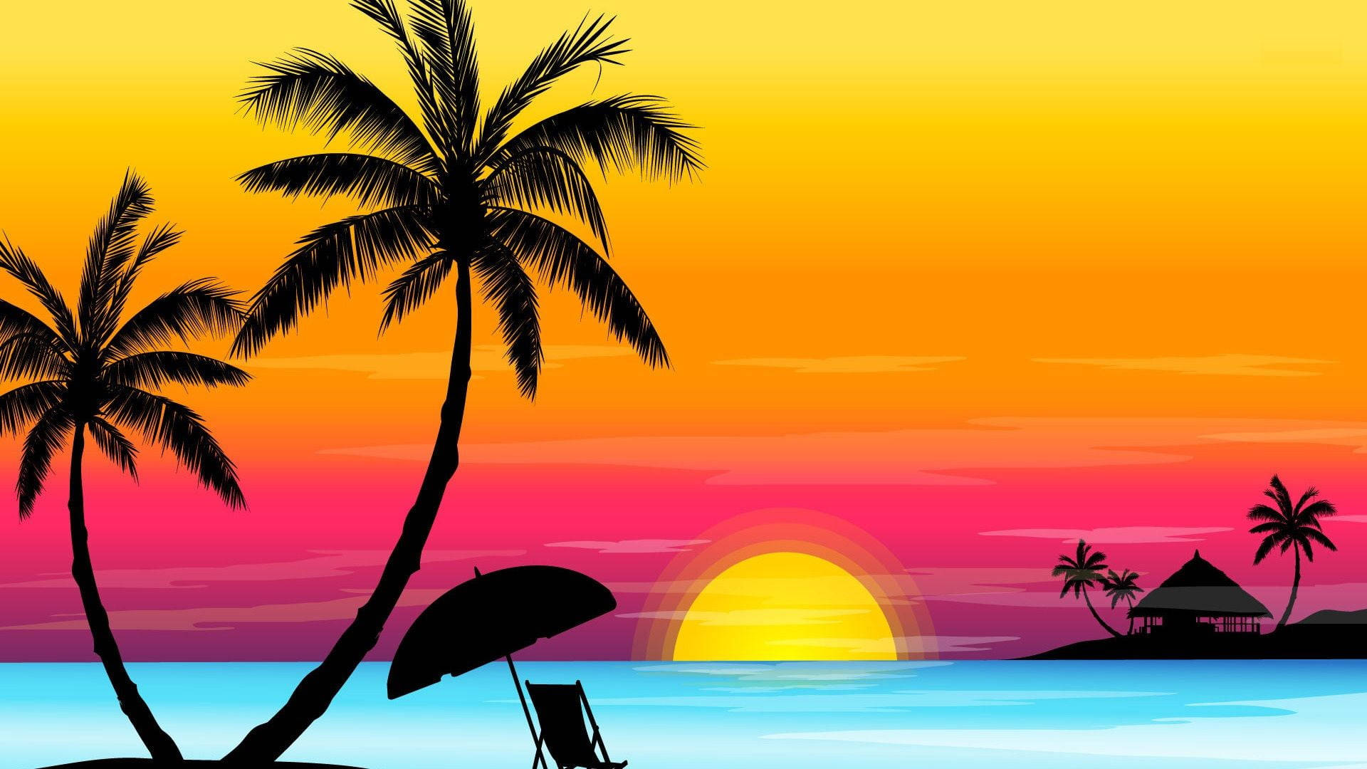 Palm Tree Sunset Lounge Background