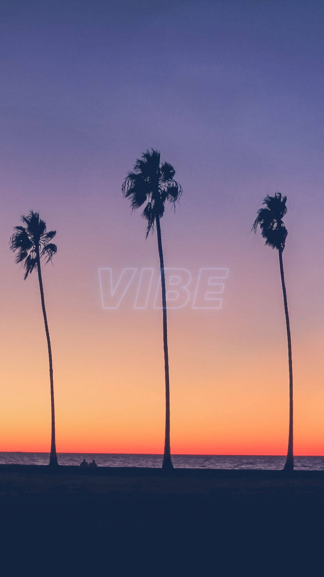 Palm Tree With Sunset Vibe Background