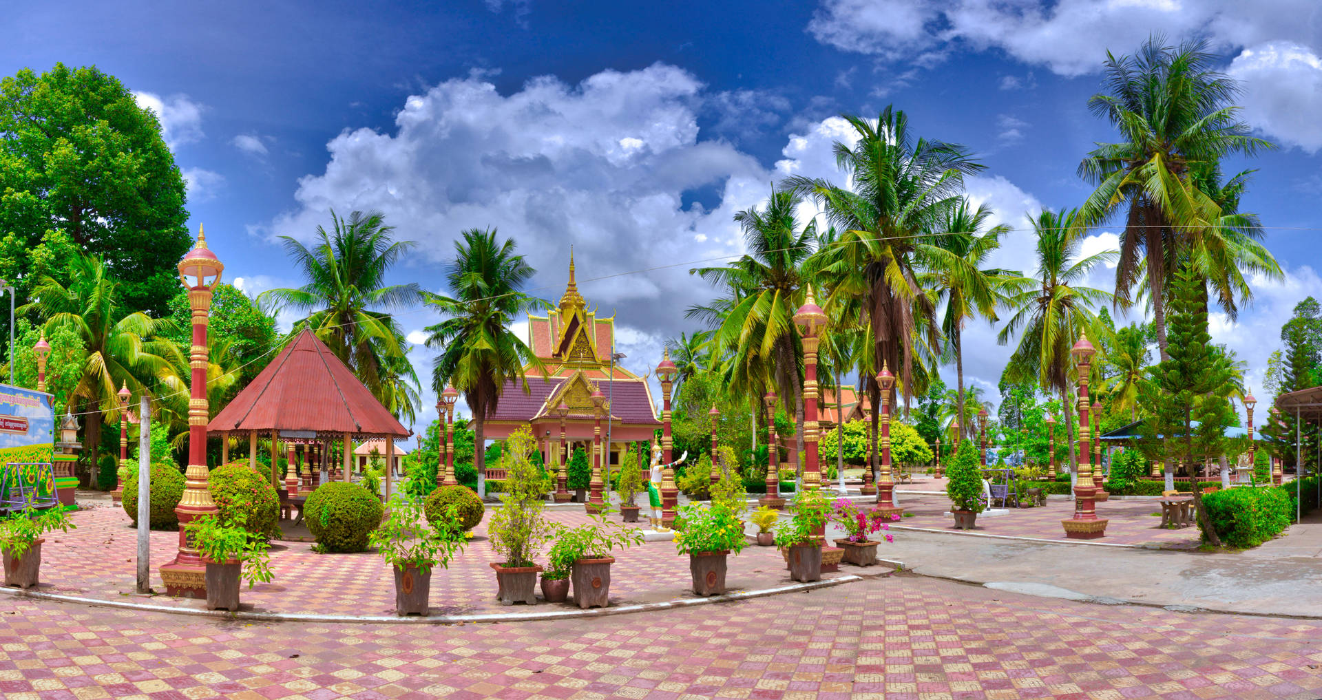 Palm Trees & Blue Sky Cambodia Background