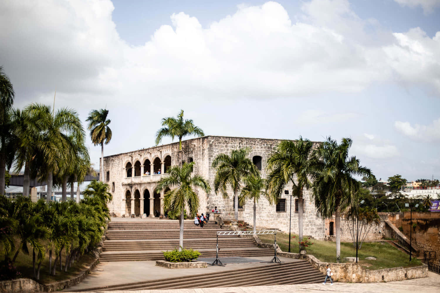 Palm Trees Outside The Alcazar De Colon Desktop