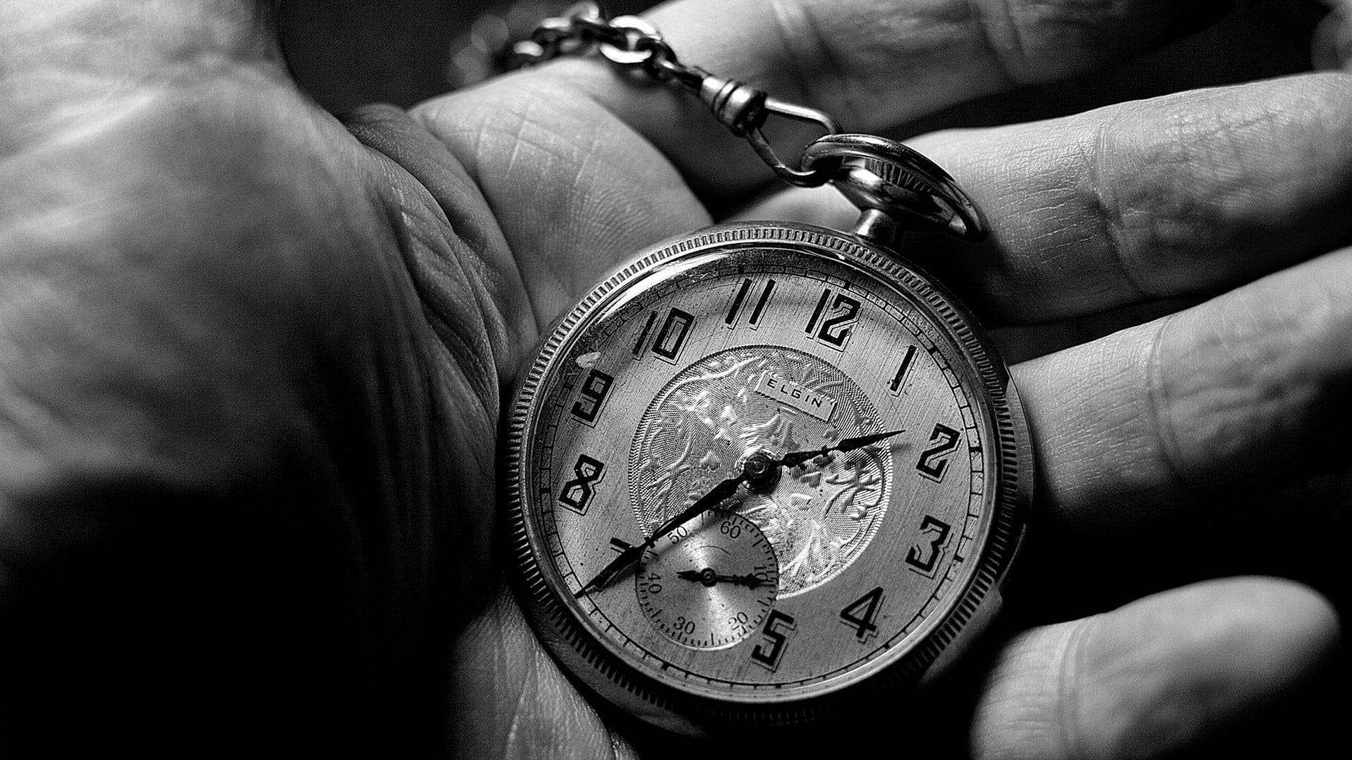 Palm With Pocket Watch Tiempo Background Background