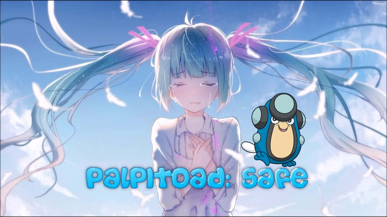 Palpitoad Beside An Anime Girl Background