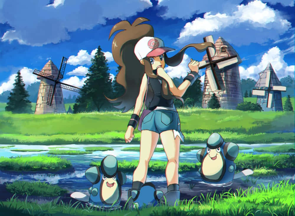 Palpitoads With Pokemon Master Hilda Background