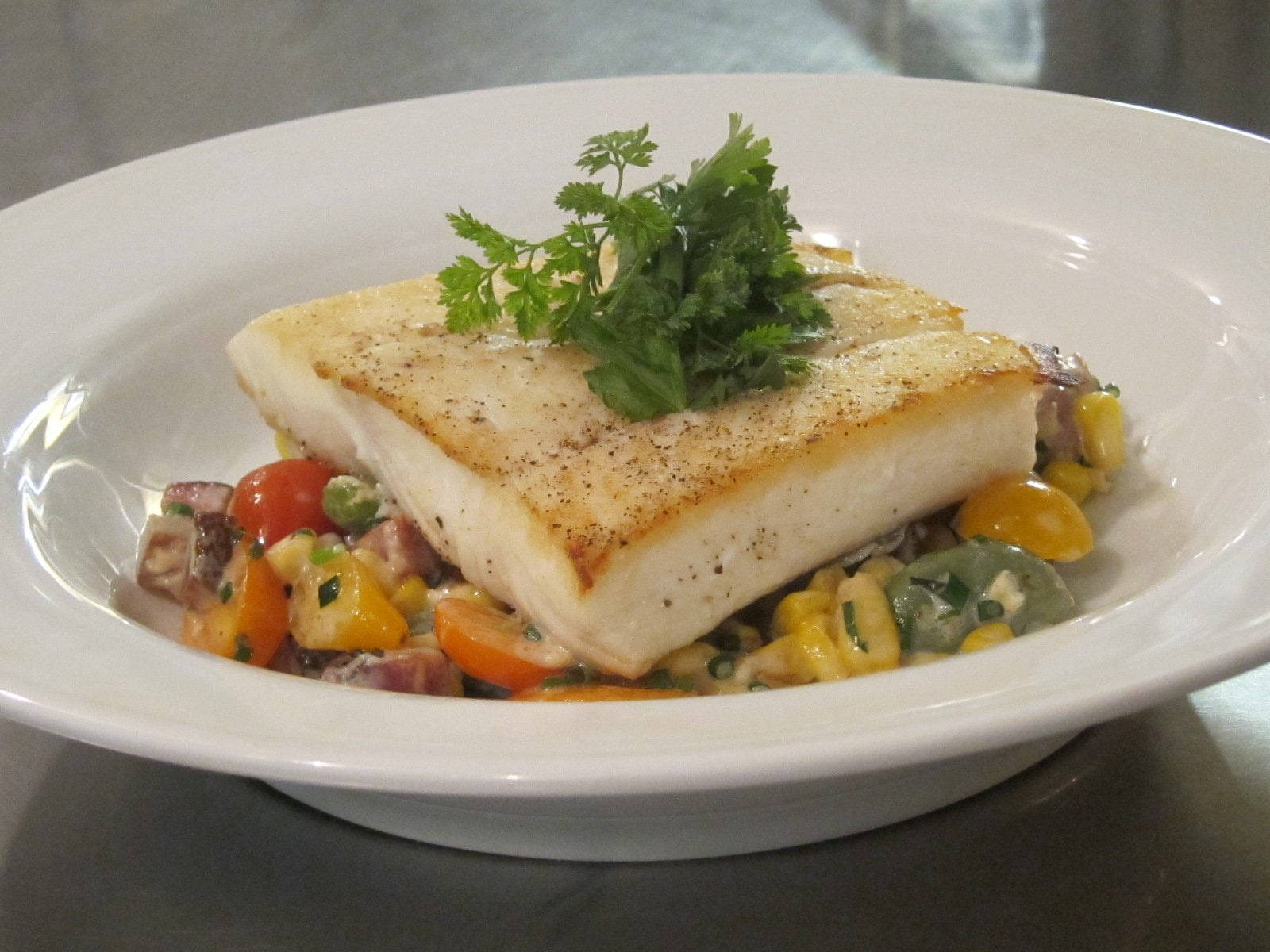 Pan Fried Halibut With Vegetables