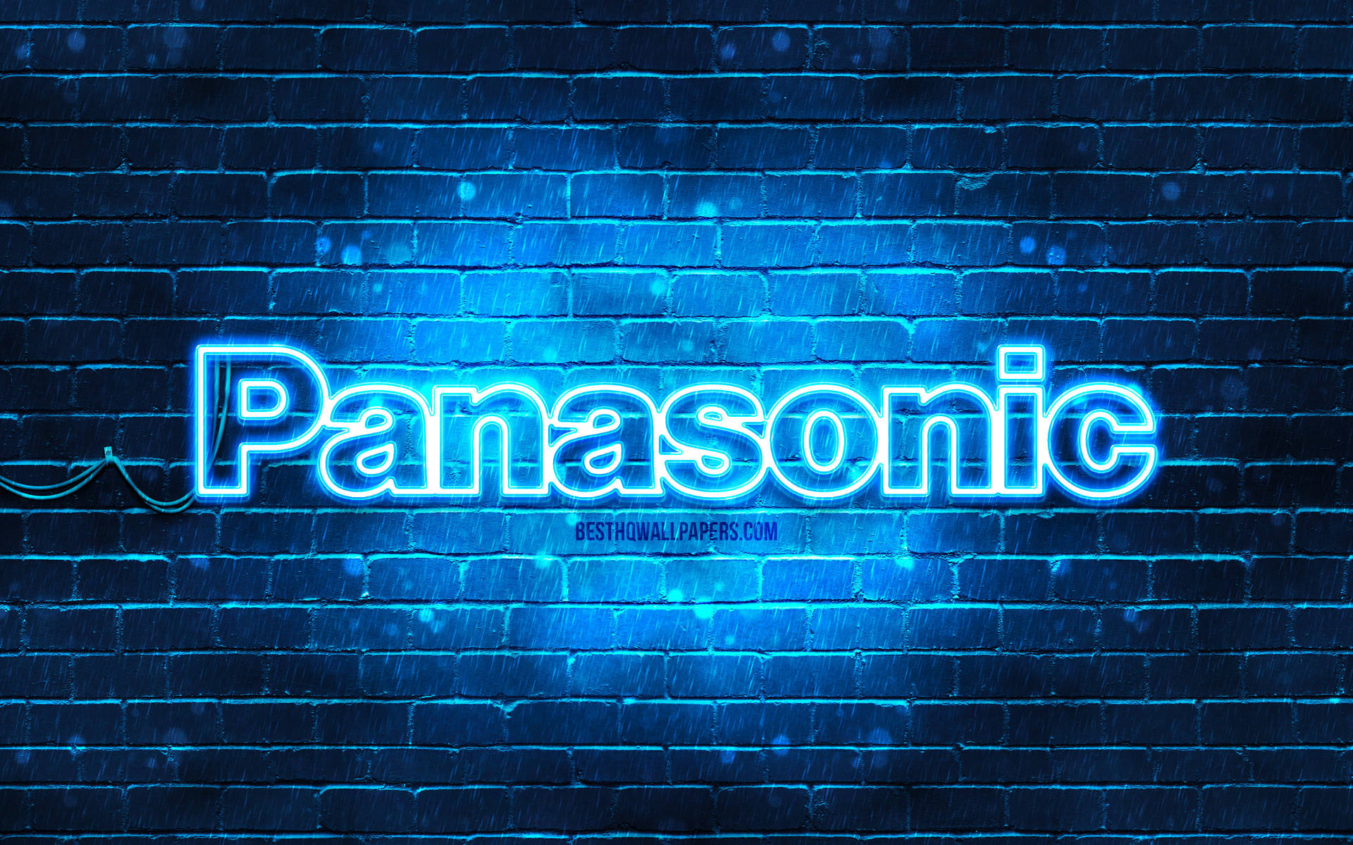 Panasonic Neon Blue Brick Wall Background