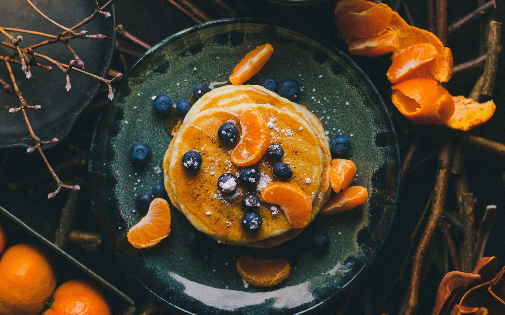 Pancake With Fruit Desserts Background