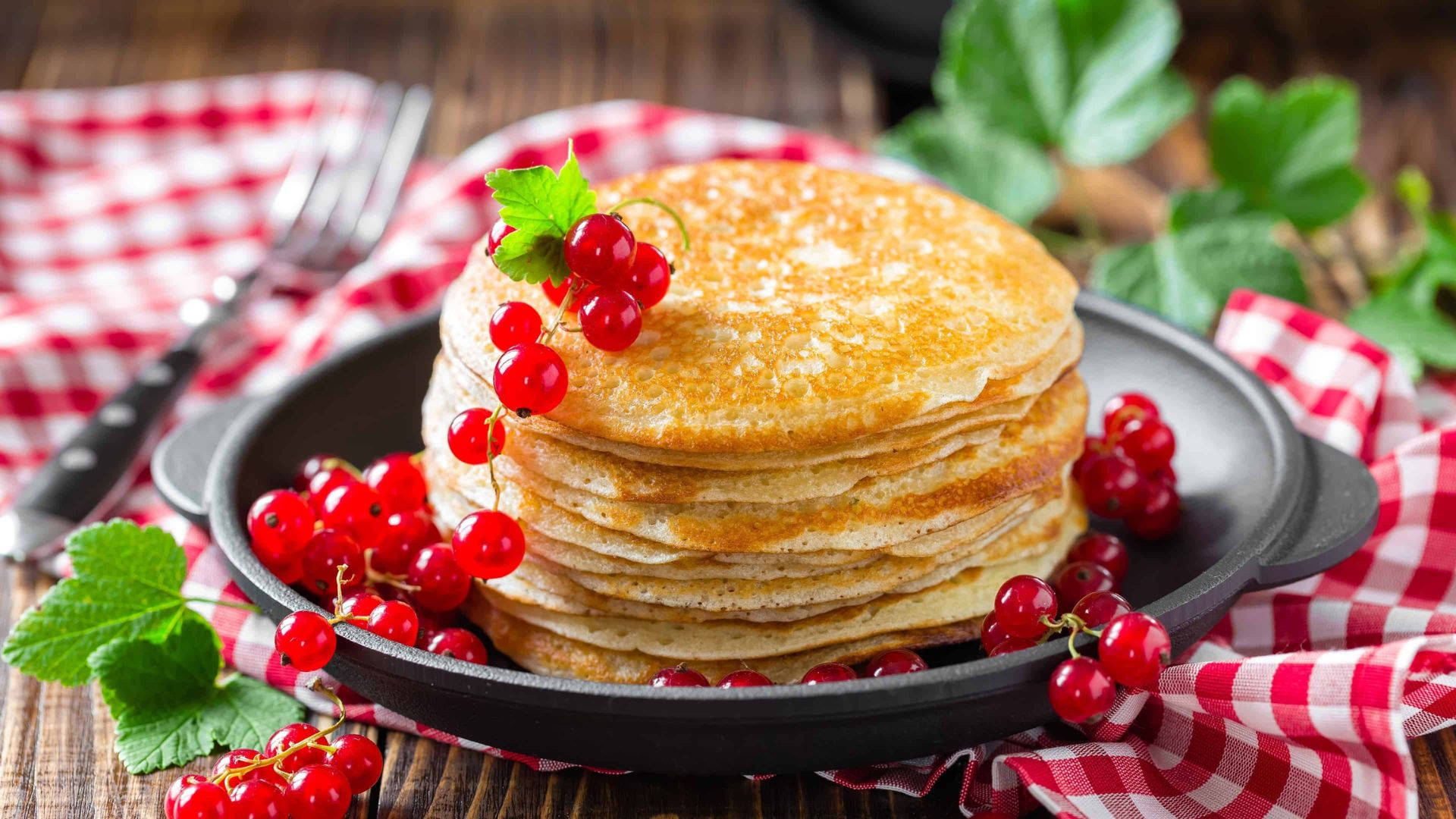 Pancakes On Tablecloth Background