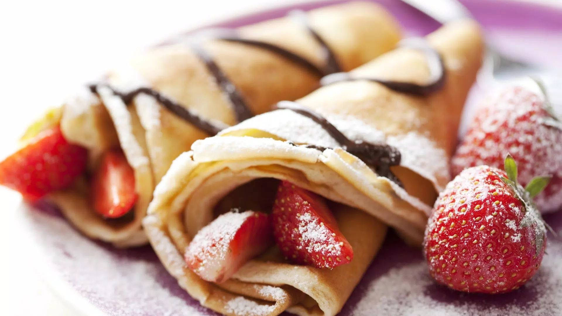 Pancakes With Strawberries Inside Background