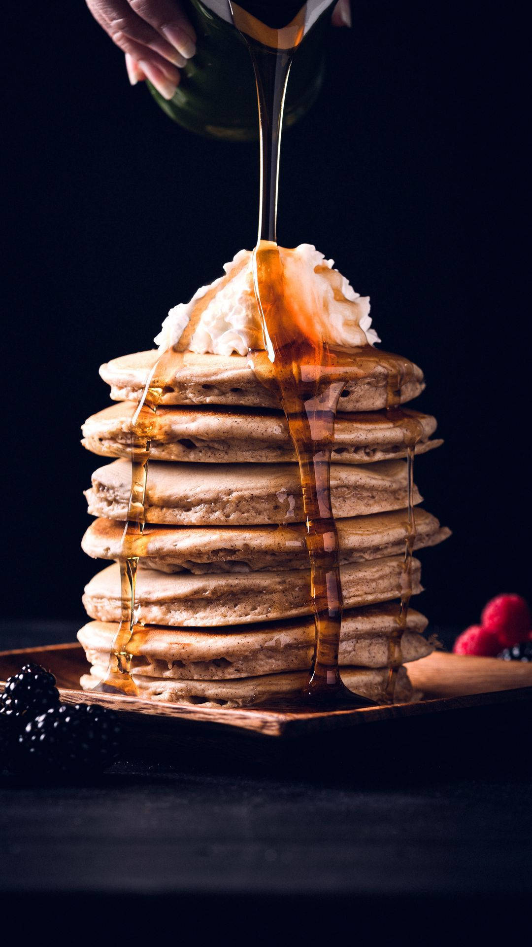 Pancakes With Whipped Cream Background