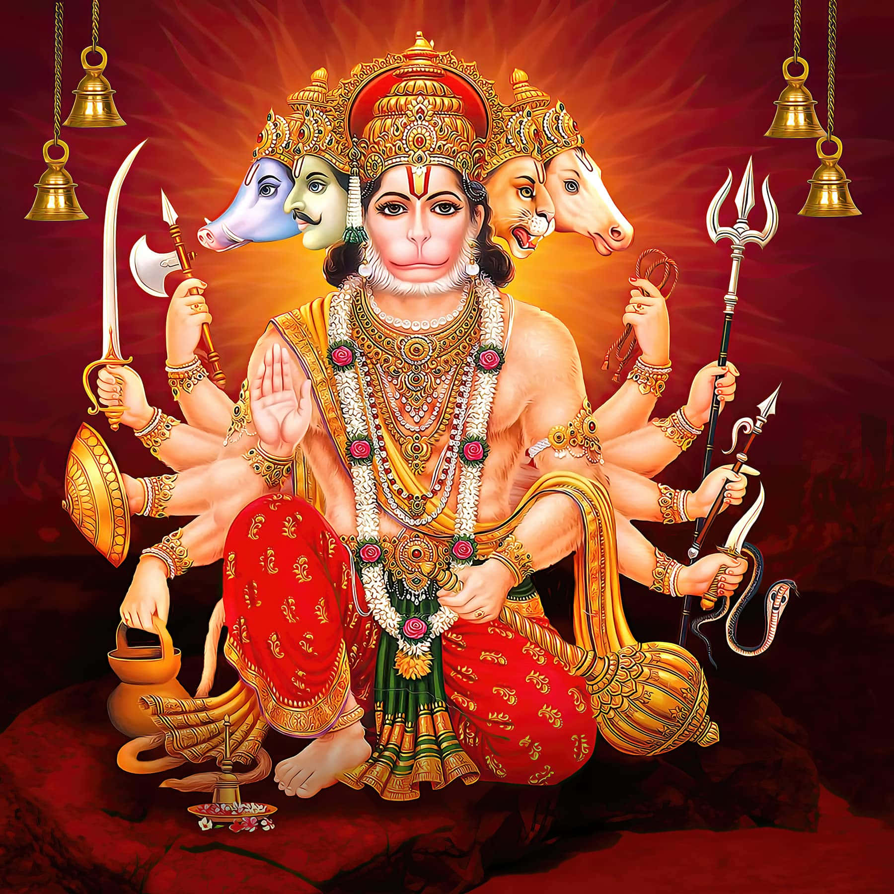 Panchamukha Hanuman Traditional Art Background