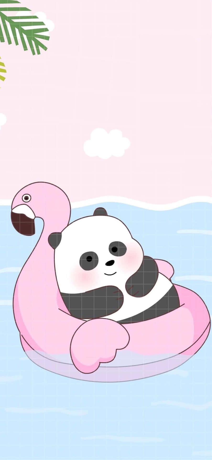 Panda_ Floating_on_ Flamingo_ Tube Background