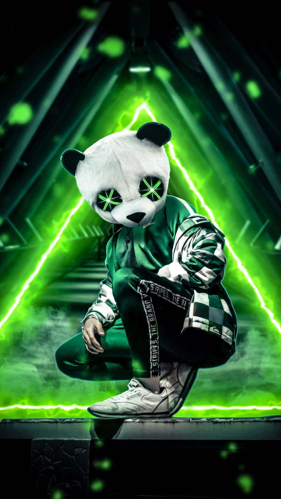Panda Head Mask Futuristic Backdrop Background