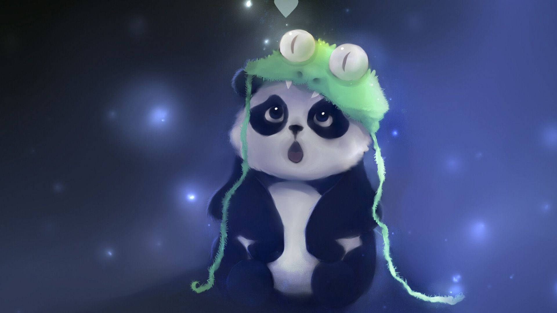 Panda Headdress Sparkles Background