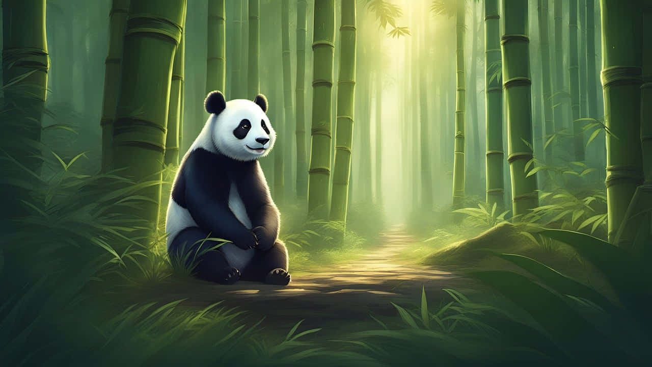 Panda_in_ Mystical_ Bamboo_ Forest Background