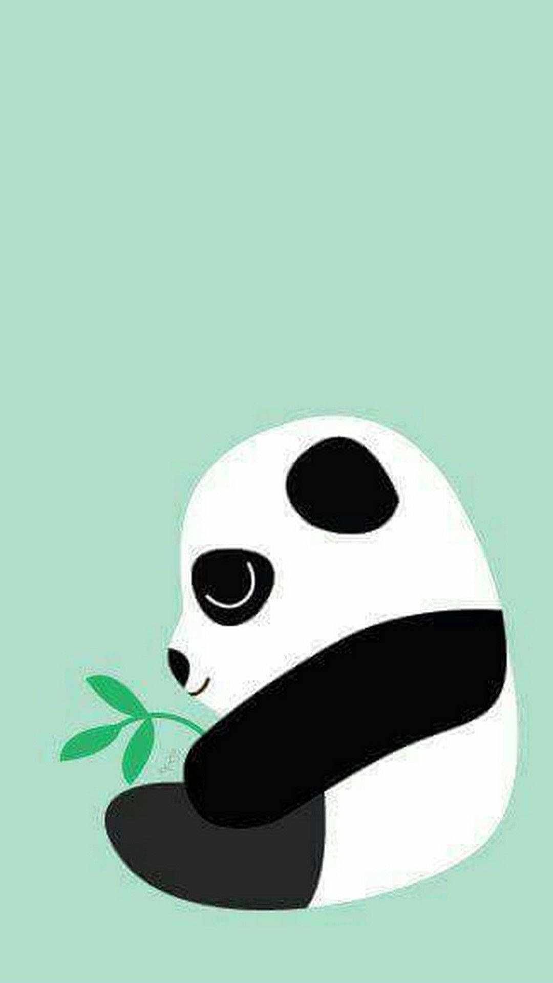 Panda On Pastel Green