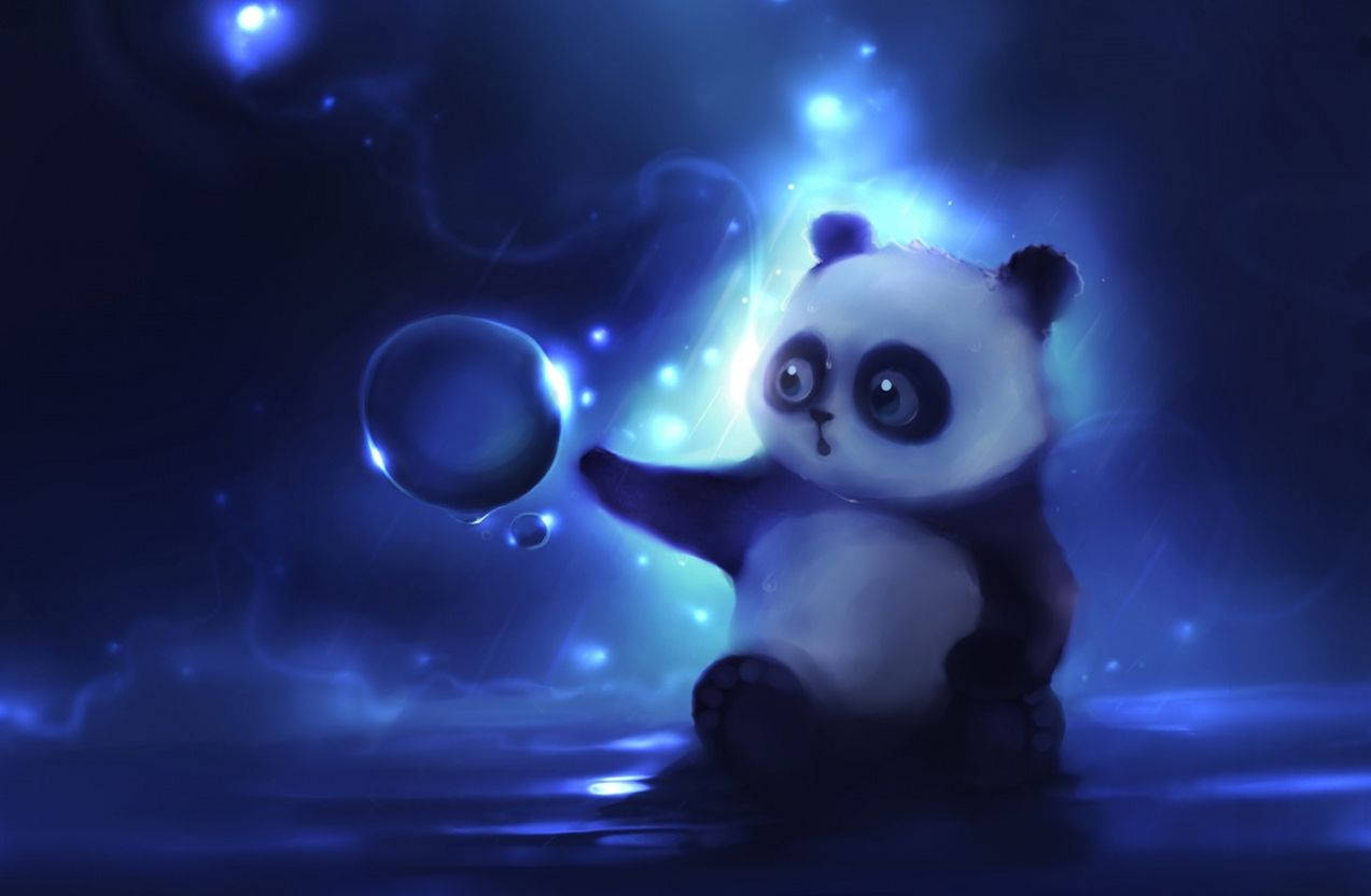 Panda Playing With Bubbles Cute Tablet