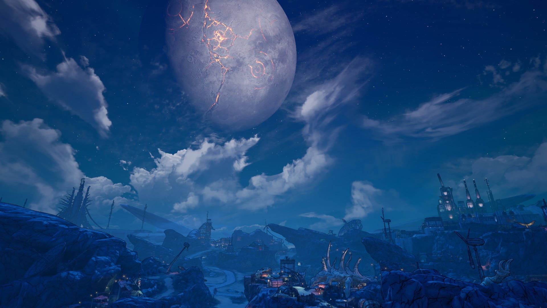 Pandora Village Under Planet Background