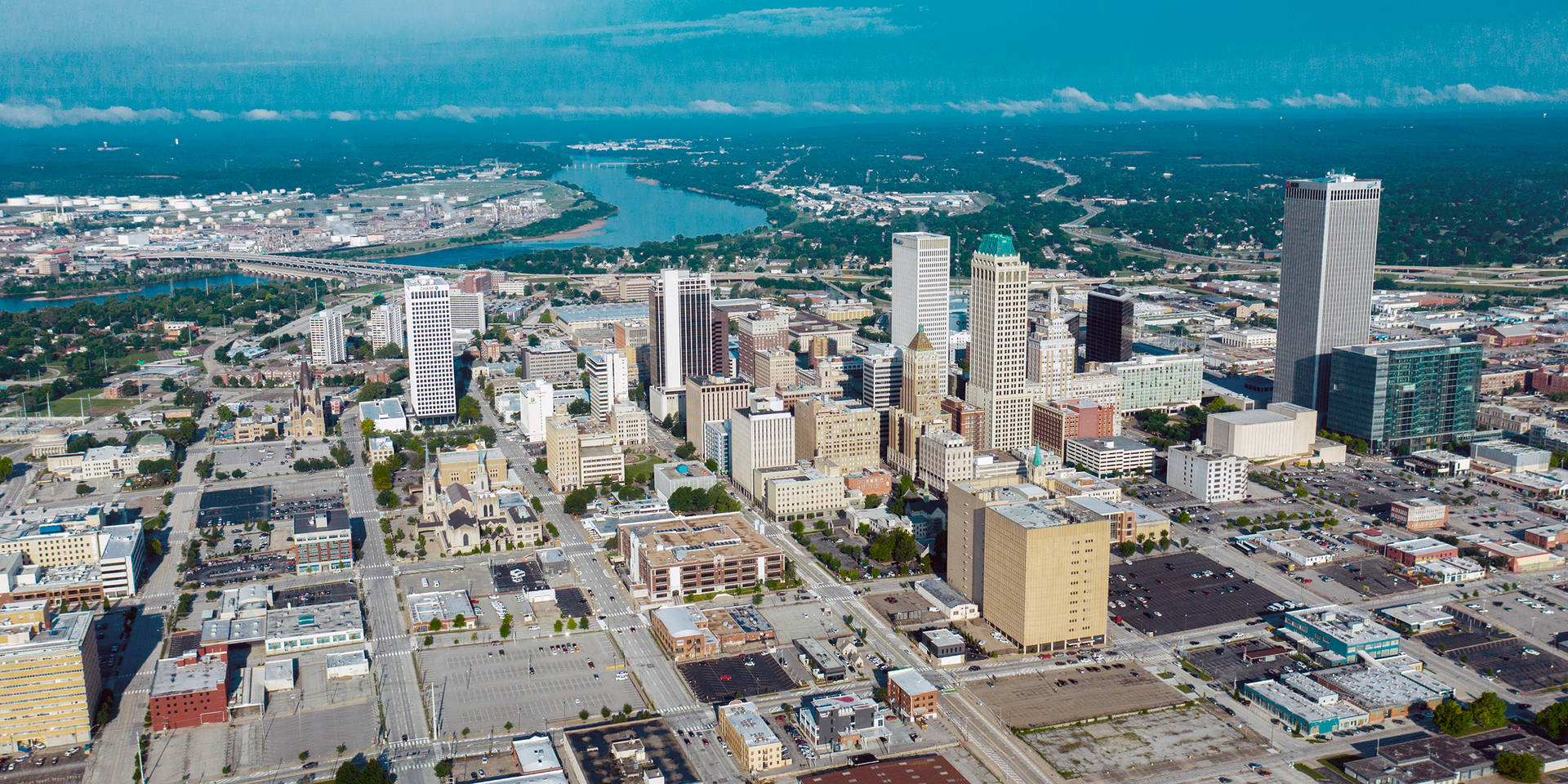 Panoramic Aerial View Of Tulsa, Oklahoma Background