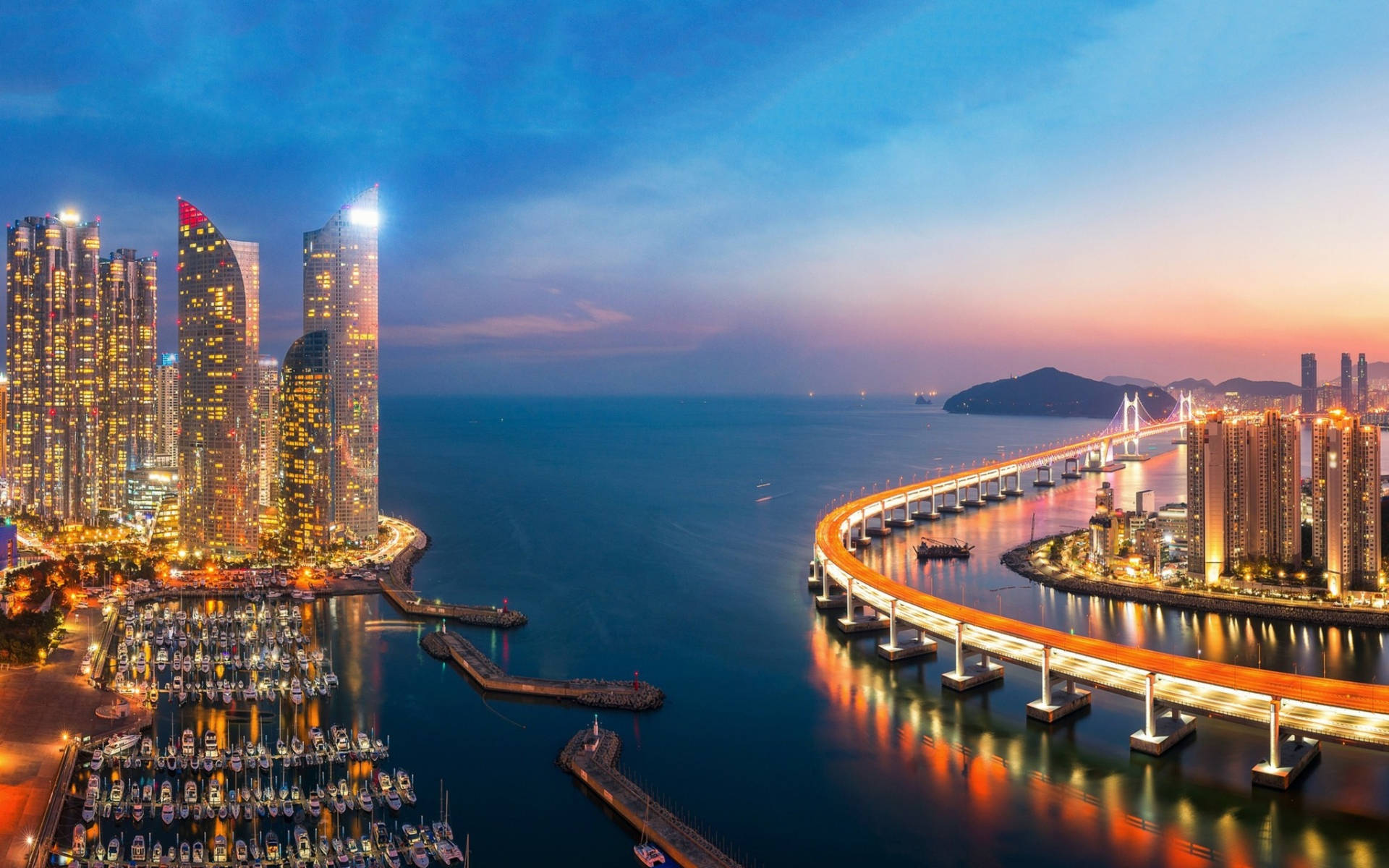 Panoramic Busan Port Cityscape Background